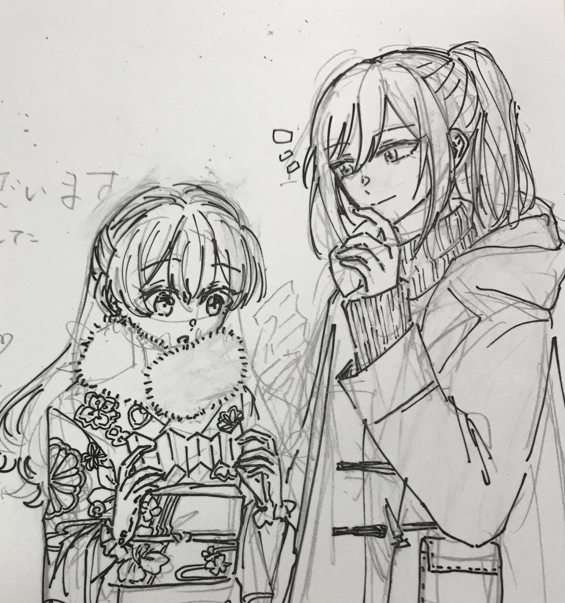 おそらく描き収めになります。一緒に初詣行ってほしいな〜と思ってたら、限定エリアに神社がくるなんて… 