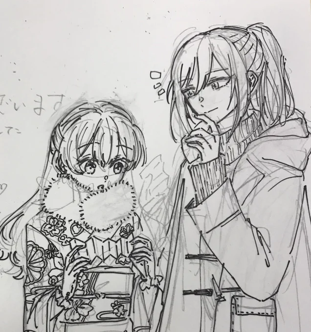 おそらく描き収めになります。一緒に初詣行ってほしいな〜と思ってたら、限定エリアに神社がくるなんて… 