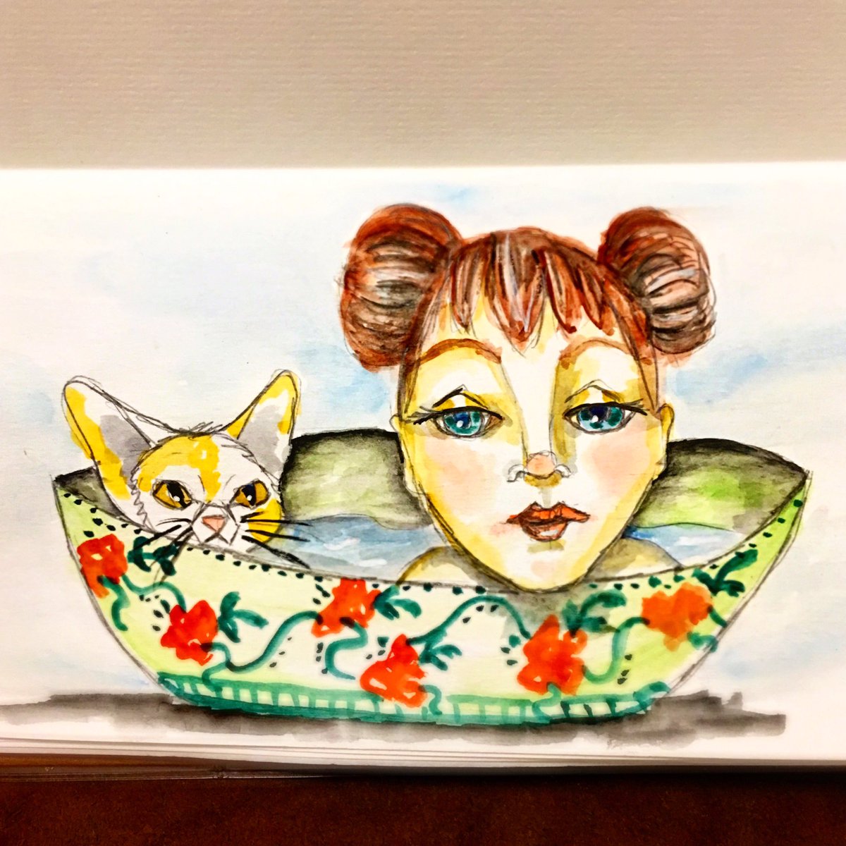 anniebluesky's tweet photo. 43/100 #100funfabfaces #watercolor #artjournal https://t.co/nw27WiU0hI