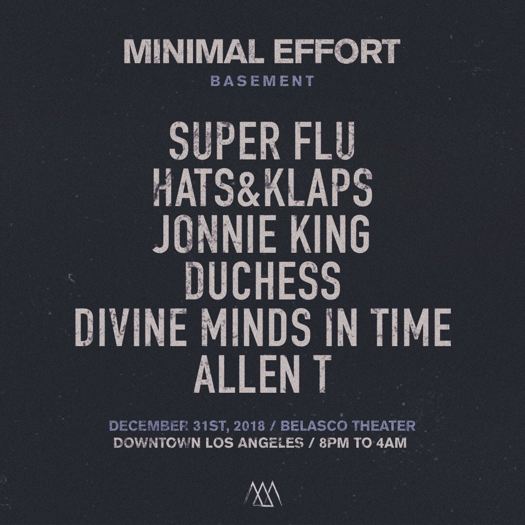 qnaworks's tweet photo. The Bossman Allen T is kicking things off in the Basement at #MinimalEffort NYE tomorrow night. 🎉

This is going to be the best party in LA.

Tickets >>>> https://t.co/JSbV99pJj4 https://t.co/r4e49R5Mm6