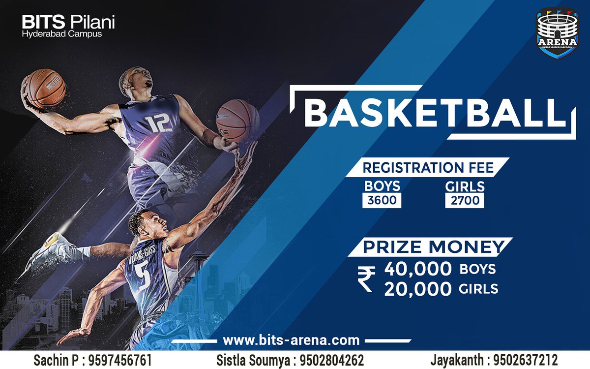 BITS_Arena's tweet photo. With your power packed team and loads of enthusiasm, get ready to give rise to your Michael Jordan. 
Here we present, Basketball in Arena 2019, where legends are born.
Register at https://t.co/0jAoUlgNUC
#Arena2019
#WhereLegendsAreBorn
#WakeUpToYourPassion https://t.co/UmV7Tnd7Qy