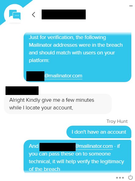 troyhunt's tweet photo. Doing my last data breach notification for 2018. It's early on New Year's Eve, but the chatbot I'm talking to is drunk already... 🍾 https://t.co/wNQIdL77dC