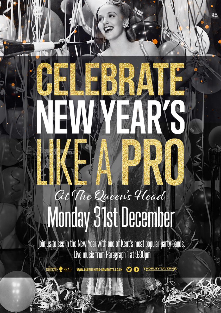 TheQueensHead1's tweet photo. #NYE2018 with @Paragraph1band 

We’ve saved the biggest party of the year for the last night of the year! This is one you do not want to miss! 

Then tomorrow we kick off #newyear in our own special way with our annual charity dip.
 
@ThorleyTaverns 
@RMHCUK
@gr8musicvenues https://t.co/jkVIXJn49J