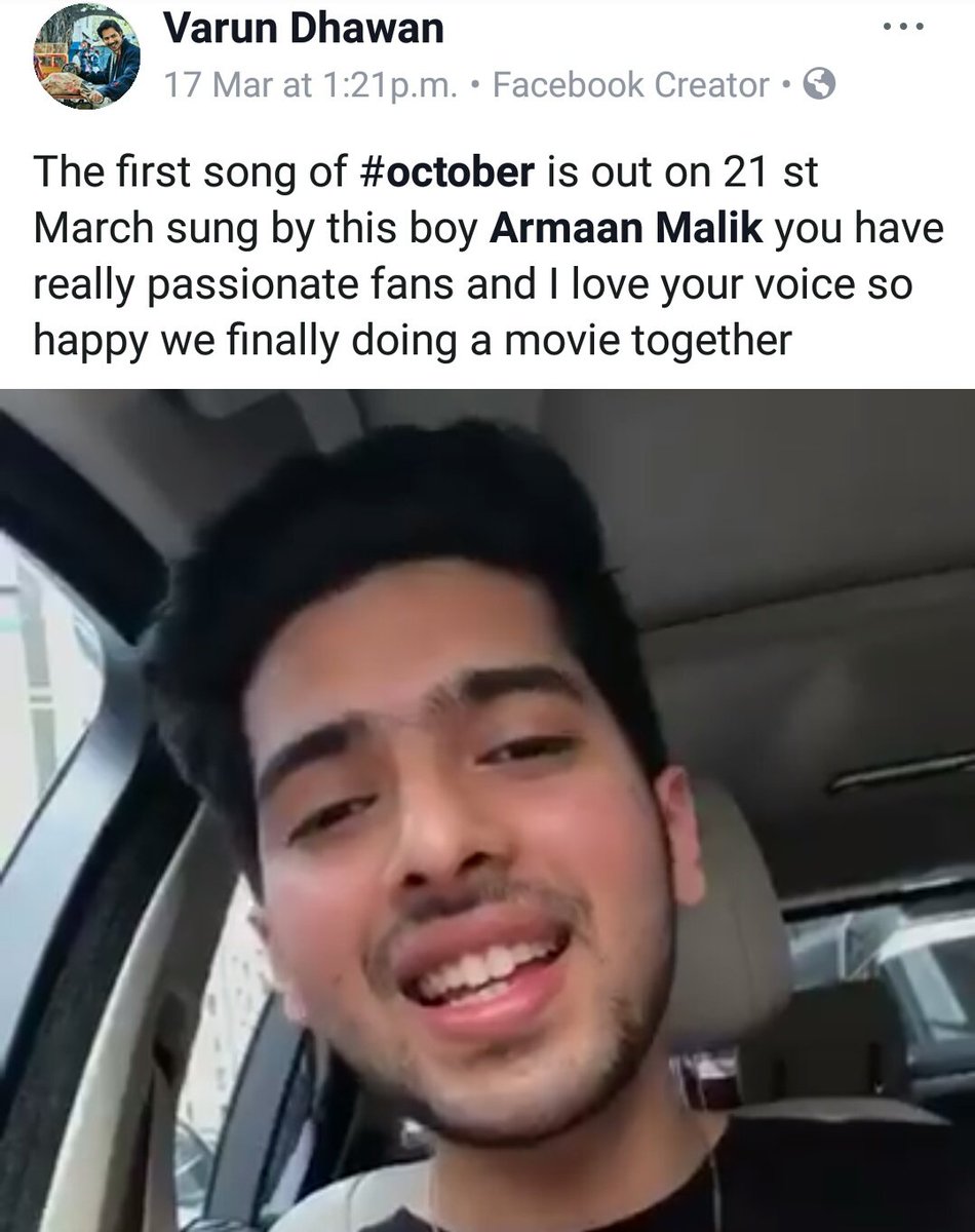 armaanmalikgifs's tweet photo. 17 March,2018 :
The day when @Varun_dvn Declared @ArmaanMalik22 as #VoiceOfOctober.
His 1st ever collb with #Varun.
#HighLightsOf2018
#ArmaanMalikSquad https://t.co/LwaXnEW3H8