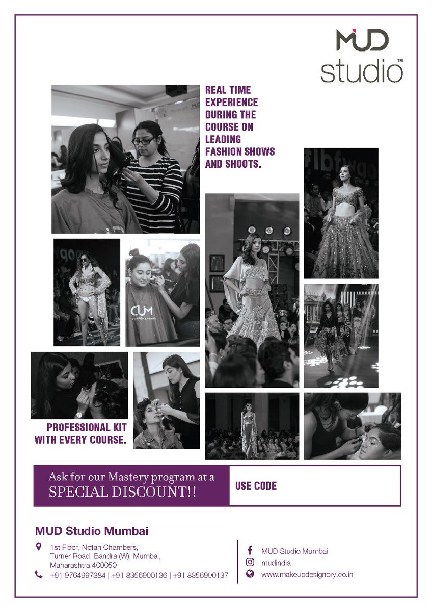 Grab the opportunity as courses begin next week at #MUDStudioMumbai Professional Makeup Kit with every course #Internationalcertification #internationalcourses #bandra #mumbai  #makeupaddict