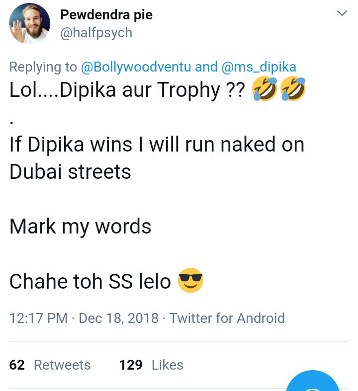 __Bunny_K's tweet photo. @halfpsych @Bollywoodventu @ms_dipika When is this going to happen so that I can inform Dubai police Force ! 😂😂

Never seen anyone humiliating n trolling himself so hard !

😂😂😂
#BiggBoss12 #BB12 #BB12GrandFinale https://t.co/8CcGTBa9iP
