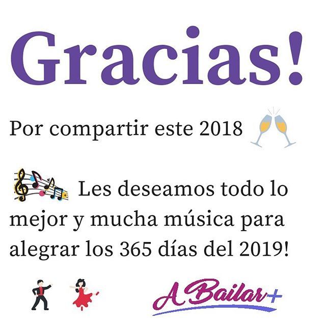 ABailarMas's tweet photo. Solo #Gracias 💃🕺🏼🥂
Y estén atentos a lo que se viene en #2019 😉🙌
.
.
.
.
.
#chau2018 #dance #dancing #lovetodance #musica #music  #ElLugarDondeTodosNosEncontramos #edicionelegante #clasesdesalsa #clasesdebachata #pistadebaile #musica #comida #tragos #amigos #encuentro #d… https://t.co/Gy6UPLoThE