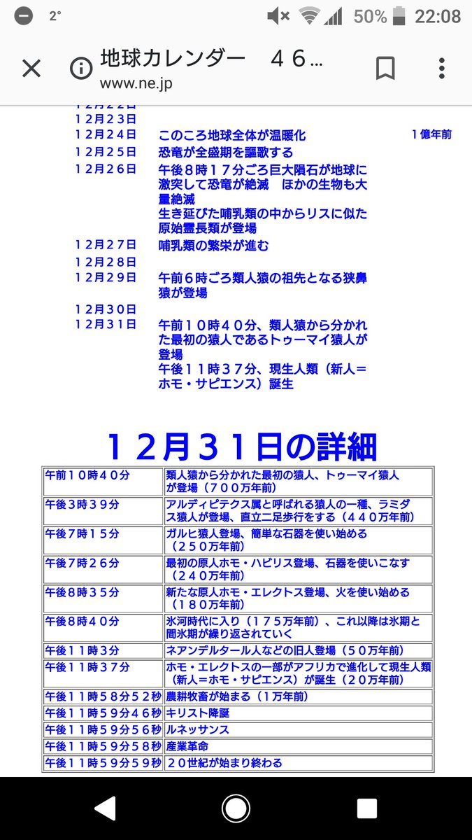 とある高専卒業生 No Twitter 地球誕生から現在までの歴史を1年 365日 のカレンダーで表したら T Co Gmfy0lyffk