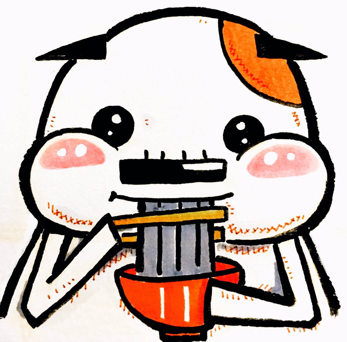 年越しそばを食べるジャロンくん これで年越こせそうですね ジャロン トミー 4コマの人 のイラスト