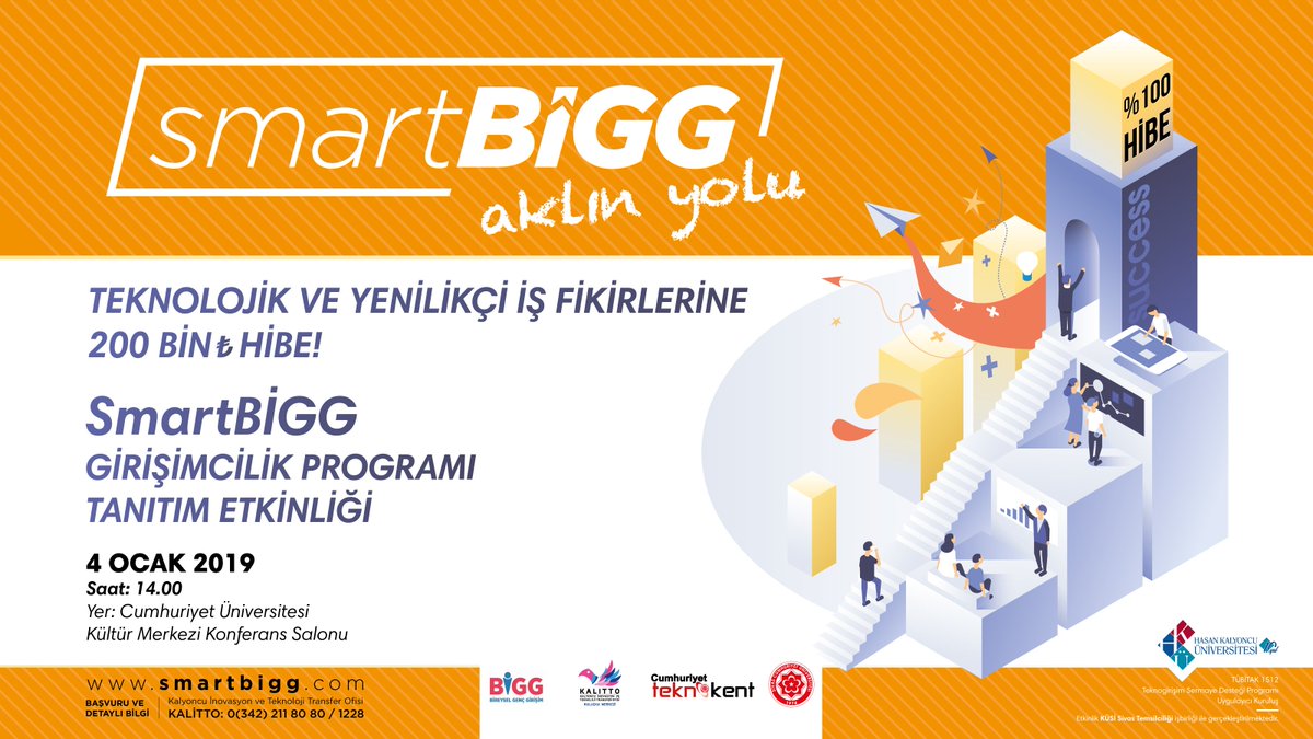 kalitto_hku's tweet photo. 📢SmartBiGG Girişimcilik Programı Tanıtım Etkinliği ile 2019'un ilk tanıtım programını Sivas Cumhuriyet Üniversitesi'nde gerçekleştiriyoruz. Teknoloji odaklı girişimciliğe dair konuşacağız. 🚀

📅4 Ocak 2019 - Cuma
🕒14.00
📍Cumhuriyet Üniversitesi Kültür Merkezi Konferans Salonu https://t.co/UXiJjTtDhI