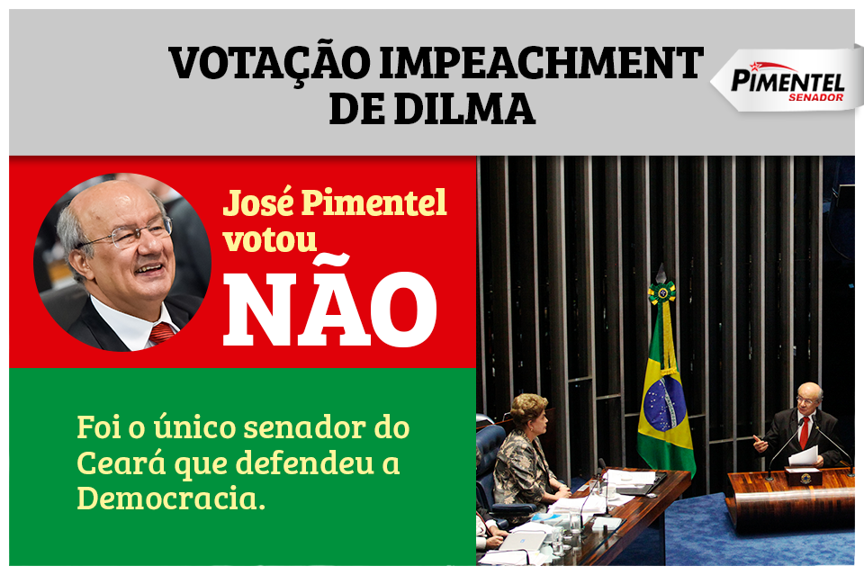 Senador José Pimentel foi o único senador do Ceará que de defendeu a Democracia, votando "NÃO" ao Impeachment de Dilma Rousseff. Leia mais ➡ bit.ly/prop-pimentel