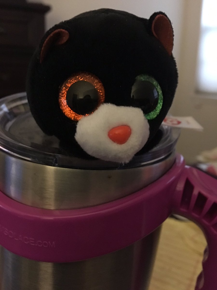authorccdragon's tweet photo. Treat is keeping my coffee warm. Happy early NYE!! Pace yourself and have fun...give Treat yours keys 😉 https://t.co/3rqqFQpGI2