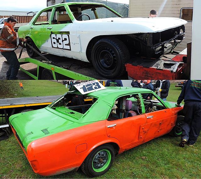 Toward27's tweet photo. Pair of #Mk1Granada at #StanWoods #Memorial #Mk1 #Granada #Ford #FordGranada #Savage #Hotsocks #Stoke #Startrax #Pre70 #Pre75 #BangerRacing #DemoDerby #DemolitionDerby #NorthernBangers #Speedway #Shale #Raceway #CarsOfInstagram #ClassicCar #ClassicFord #… https://t.co/vq5Rm34nOW https://t.co/UPmhy7ubCf
