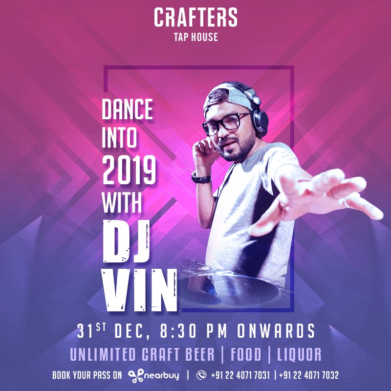 drinkcrafters's tweet photo. #NYE2018 is here and this is where you should be! We've got DJ Vin spinning a special set along with UNLIMITED craft beers, food and liquor. Hurry up and grab your pass from: https://t.co/6gADlDU1GX

#Beer #Brewery #EverythingCrafters #Powai #Mumbai #NYE2018 #CraftersNYE https://t.co/MsplBePcgC