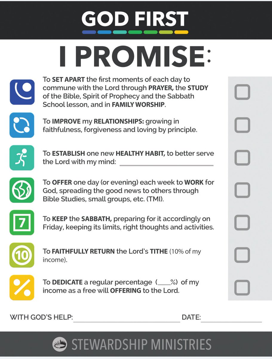 PrMarcosBomfim's tweet photo. Some decisions to renew for 2019
To:
👉🏼 Put #GodFirst every morning
👉🏼 Forgive & 2love as a choice
👉🏼 Establish a new healthy habit
👉🏼 Be God’s hands here (#TMI)
👉🏼 Keep the #Sabbath (#sunset2sunset)
👉🏼 Earn & 2save b4 U spend
👉🏼 #Tithe and to offer (a ___%) b4 any other expense https://t.co/2uSiU30Mwn