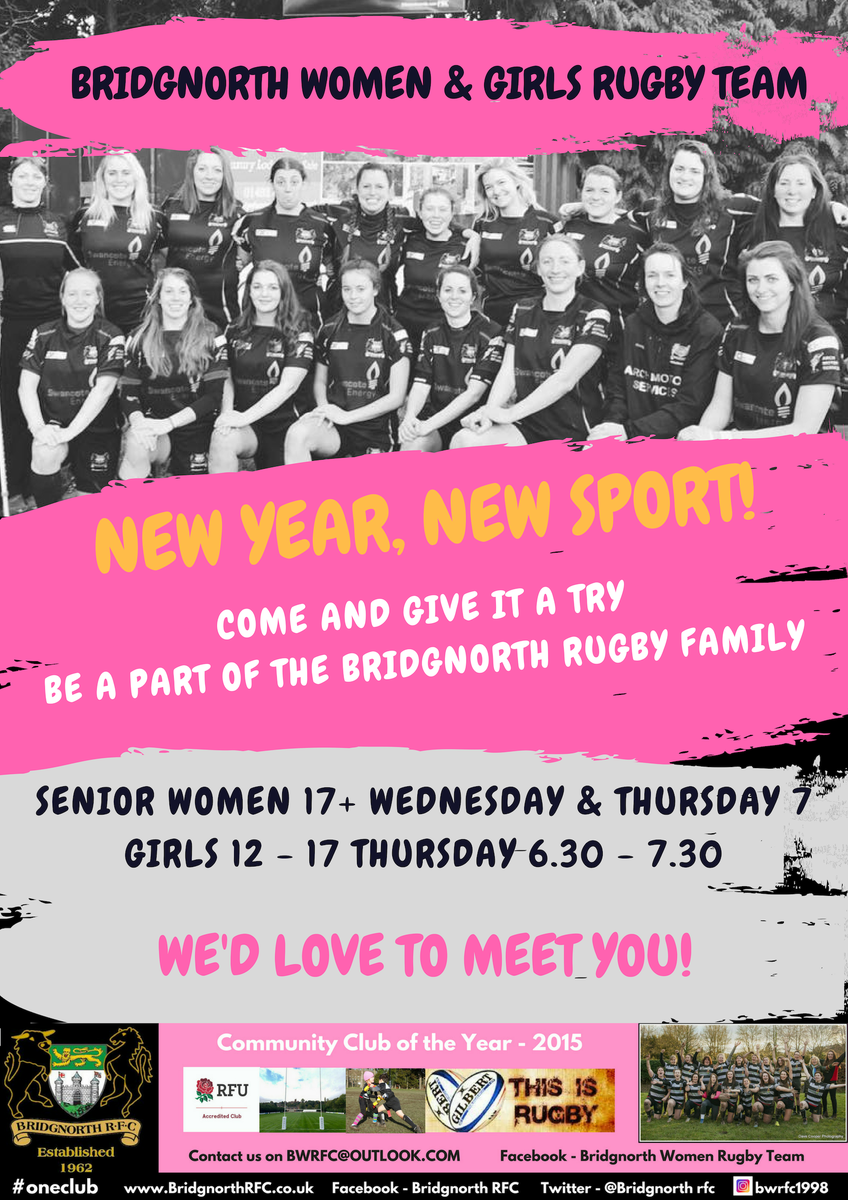 bwrfc1's tweet photo. New year, New sport! Come and give rugby a TRY! @BridgnorthRFC @AnnieKyte @NerysArch @RFUShropshire #womensrugby @haurugby @ludlowtenbury @LoveBridgnorth https://t.co/yz4dz1jCJe