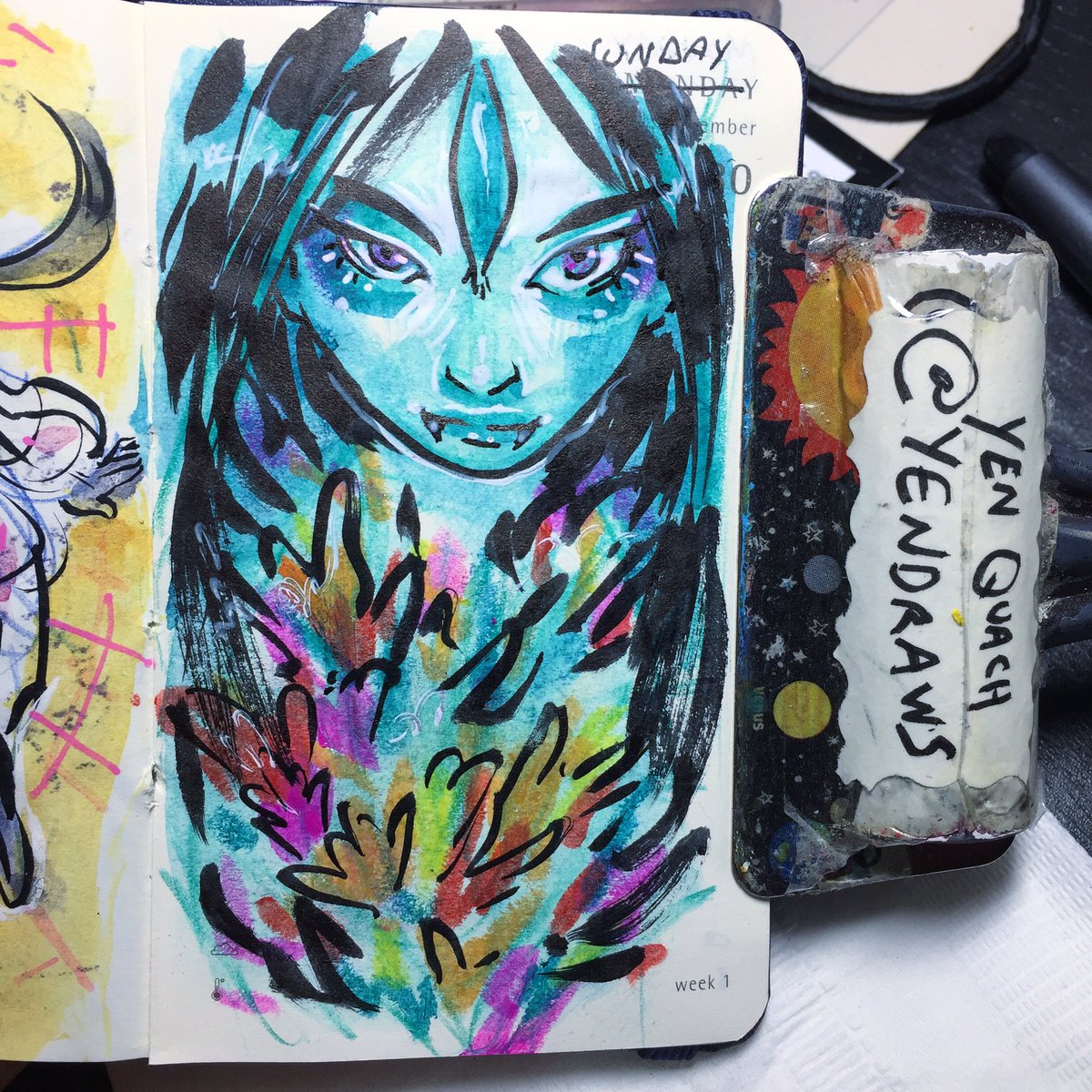 YenDraws's tweet photo. Leanan Sídhe #illustration #draweveryday #ded2018 #sketch #folklore #fairy #moleskine #mixedmedia https://t.co/EuhBVQ4lF0