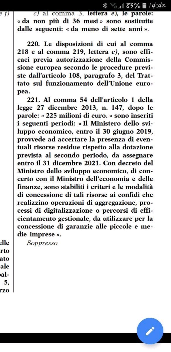 SaverioTani's tweet photo. Grazie al proficuo lavoro svolto da #Assoconfidi, con la Legge di Bilancio definitivamente approvata ieri dalla Camera dei Deputati le significative risorse residue della Legge di Stabilità 2014, dedicate alla patrimonializzazione dei #Confidi, nel 2019 manterranno lo stesso fine https://t.co/bkWjjdkSrA