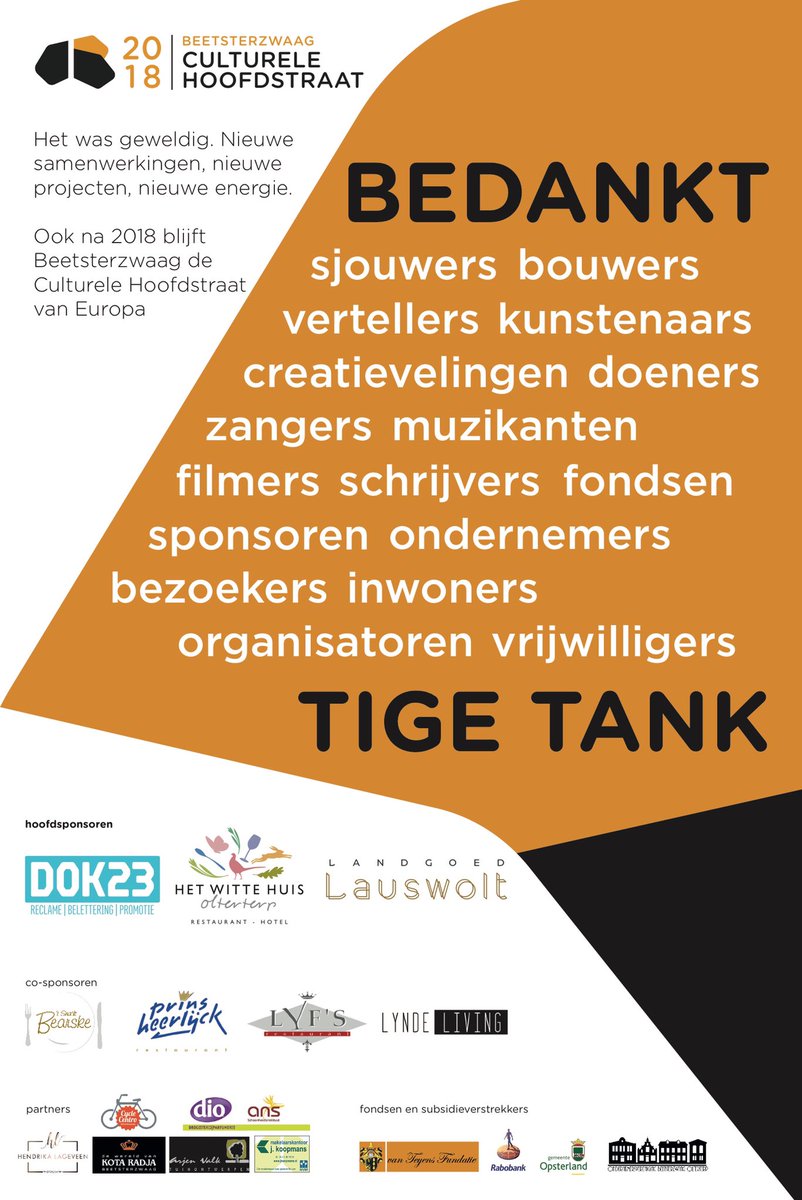 Wat was 2018 een bijzonder jaar! Dank aan alle sjouwers, bouwers, vertellers, kunstenaars, creatievelingen, bestuurders, doeners, zangers, muzikanten, filmers, fotografen, schrijvers, sponsoren, fondsen, ondernemers, inwoners en bezoekers. We wensen jullie een fantastisch 2019!