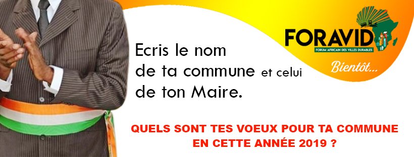 FORAVID_'s tweet photo. #FORAVID2019
Écris le nom de ta commune et celui de ton maire.
Quels sont tes vœux pour ta commune en 2019?
Participez avec vos commentaires,vos likes et vos partages... https://t.co/VlyBZjwEku