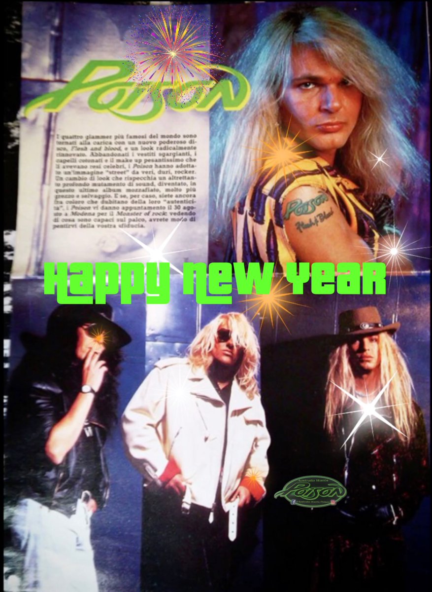 AusPoison's tweet photo. Happy New Year, rockers ππ€@Poison @bretmichaels @RikkiRockett #CCDeVille #BobbyDall #AussieNewYear https://t.co/qzYnJLyTPI