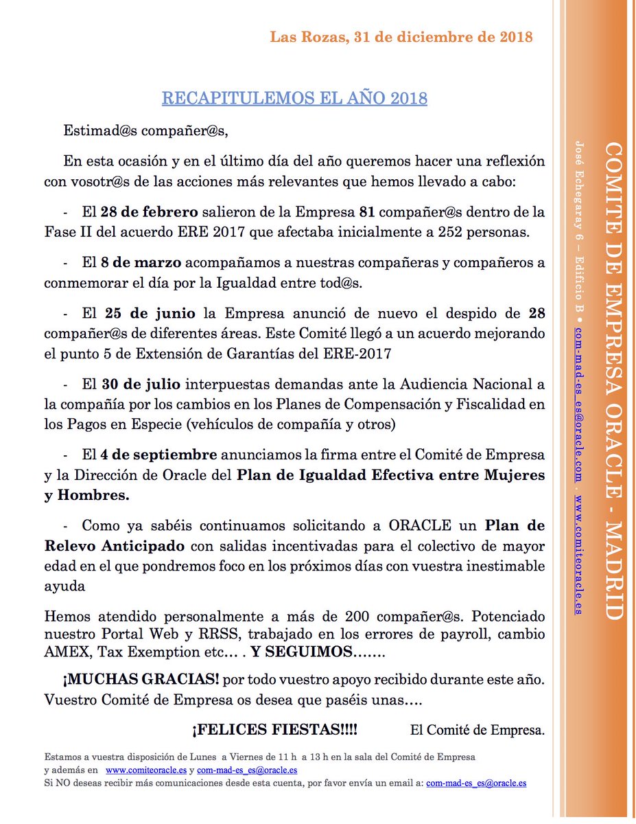 ComiteOracle's tweet image. RECAPITULEMOS EL AÑO 2018 #ComiteOracle