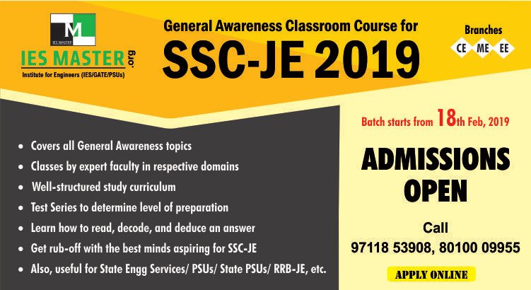 ies_master's tweet photo. General Awareness Classroom Course for - SSC-JE 2019 - https://t.co/m0Ttcq2h1w
#General_Awareness #SSC #JE #SSC_JE #2019 #Classroom_Program #IES_Master #Staff_SELECTION COMMISSION https://t.co/3g0T4jJUrx