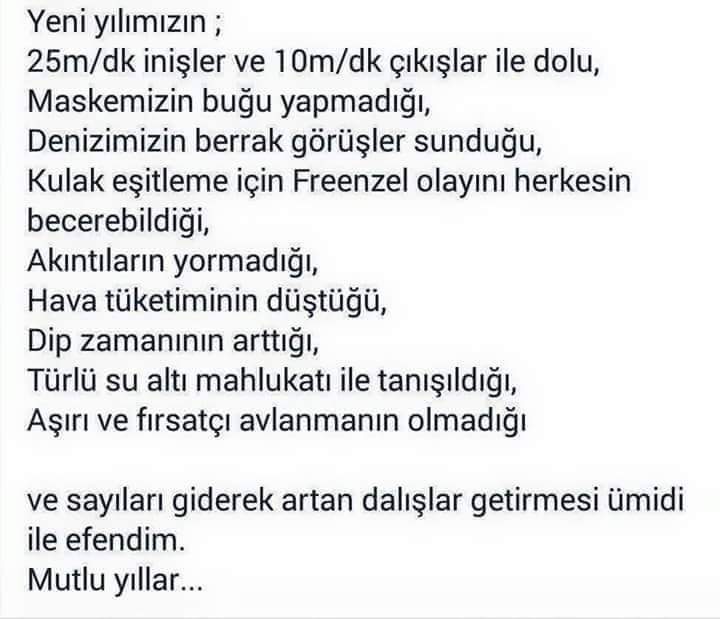 2019 yılının; başarılar ve sağlıkla dolu, güzel dalışları yapabileceğimiz bir yıl olması dileğiyle.
Hepinizin yeni yılı kutlu olsun. Yaşasın AKÜNSAT 👌🏻 
#AKÜNSAT #ScubaDiving #Dalış #AkdenizÜniversitesi