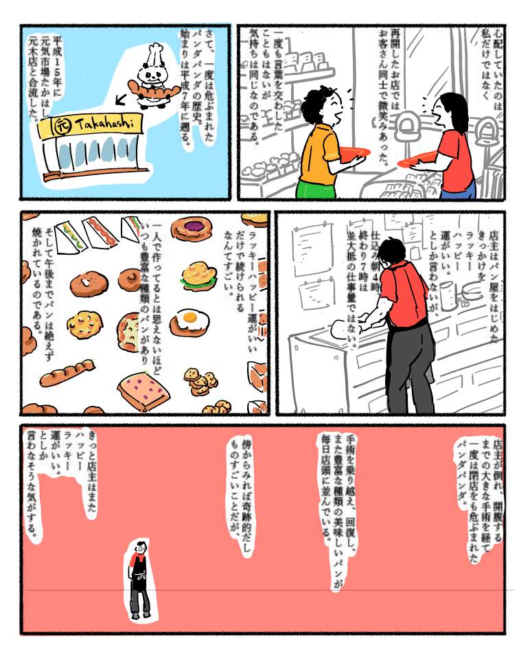 そして勝手に『パンダパンダ』のリスペクトをして昔描いた漫画。
懐かしい。
夫がパン食べてる。 