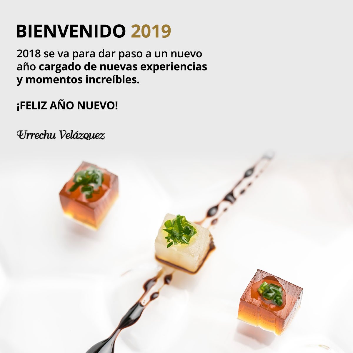 2018 se va repleto de buenos recuerdos y sensaciones diferentes. Esperamos que este 2019 comience cargado de nuevas experiencias y que podamos seguir compartiendo momentos increíbles juntos. 
El equipo de Urrechu Velázquez les desea un ¡FELIZ AÑO NUEVO LLENO DE ILUSIÓN!