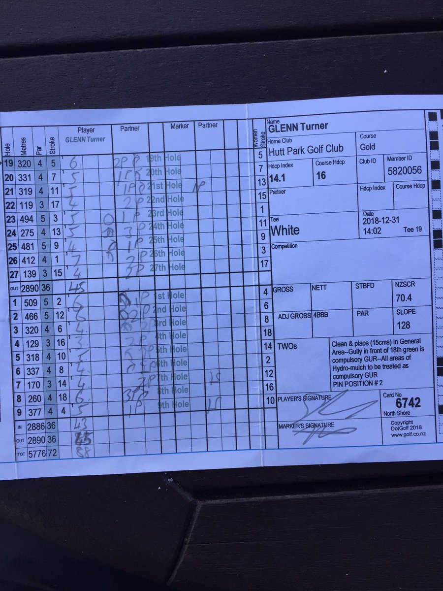 gt555555's tweet photo. Few firsts yesterday. First 36 hole day. First pin hit with hybrid approach shot. First power line hit. @JamesKupaGolfNZ #handicapcomingdown #justkeepgolfing #nortshoregolf #bringon2019 #HappyNewYear https://t.co/PZPRShqWvY