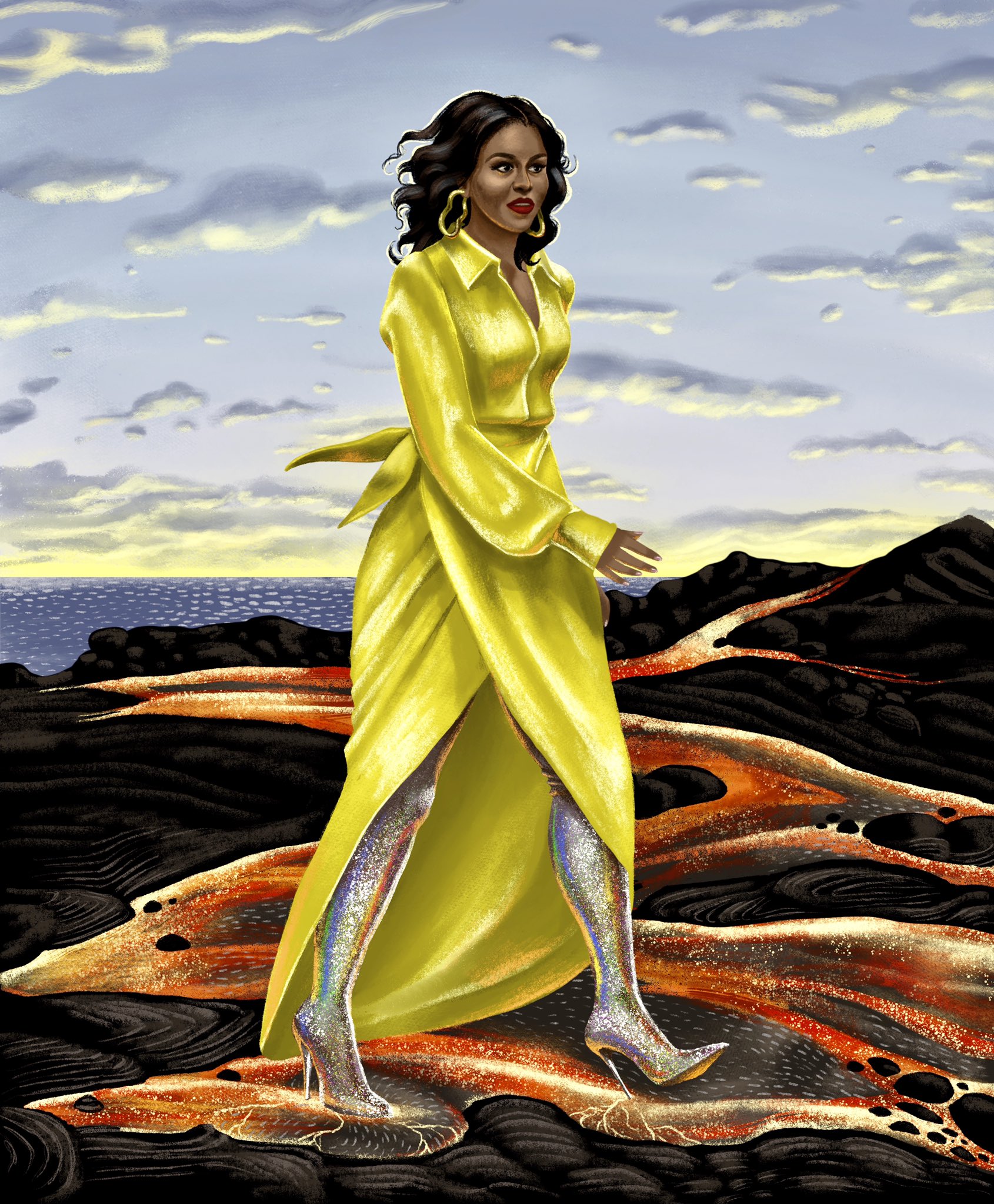 Michelle obama in glitter store boots