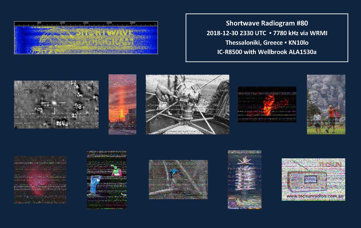 SV2HWM's tweet image. 2018-12-30 2330z @SWRadiogram #80 on 7780 kHz via WRMI. Reception in Thessaloniki, Greece with an IC-R8500 &amp;amp; a Wellbrook ALA1530 antenna. One image failed to decode but the text in MFSK32 &amp;amp; 64 was 98% copied. The 2nd image of the @TecsunRadios #DecodeToWin competition is included