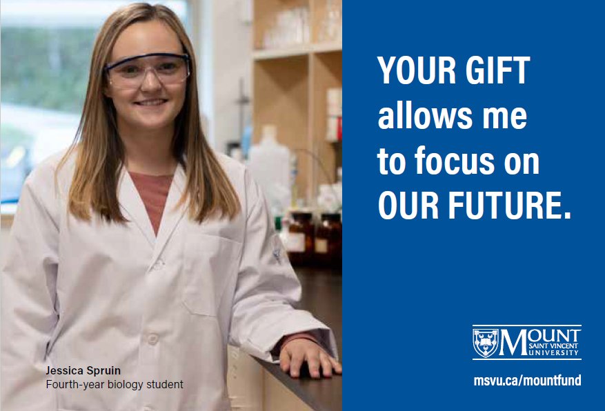 MSVU_Alumni's tweet photo. Thanks to the continued support of @MSVU_Halifax's alum and friends, students like Jessica (4th Year Biology) have the opportunity to take part in groundbreaking research at the new Centre for Applied Research in Human Health! Your donation changes lives. https://t.co/byQIXJd5XG https://t.co/AvmA2oIEd5