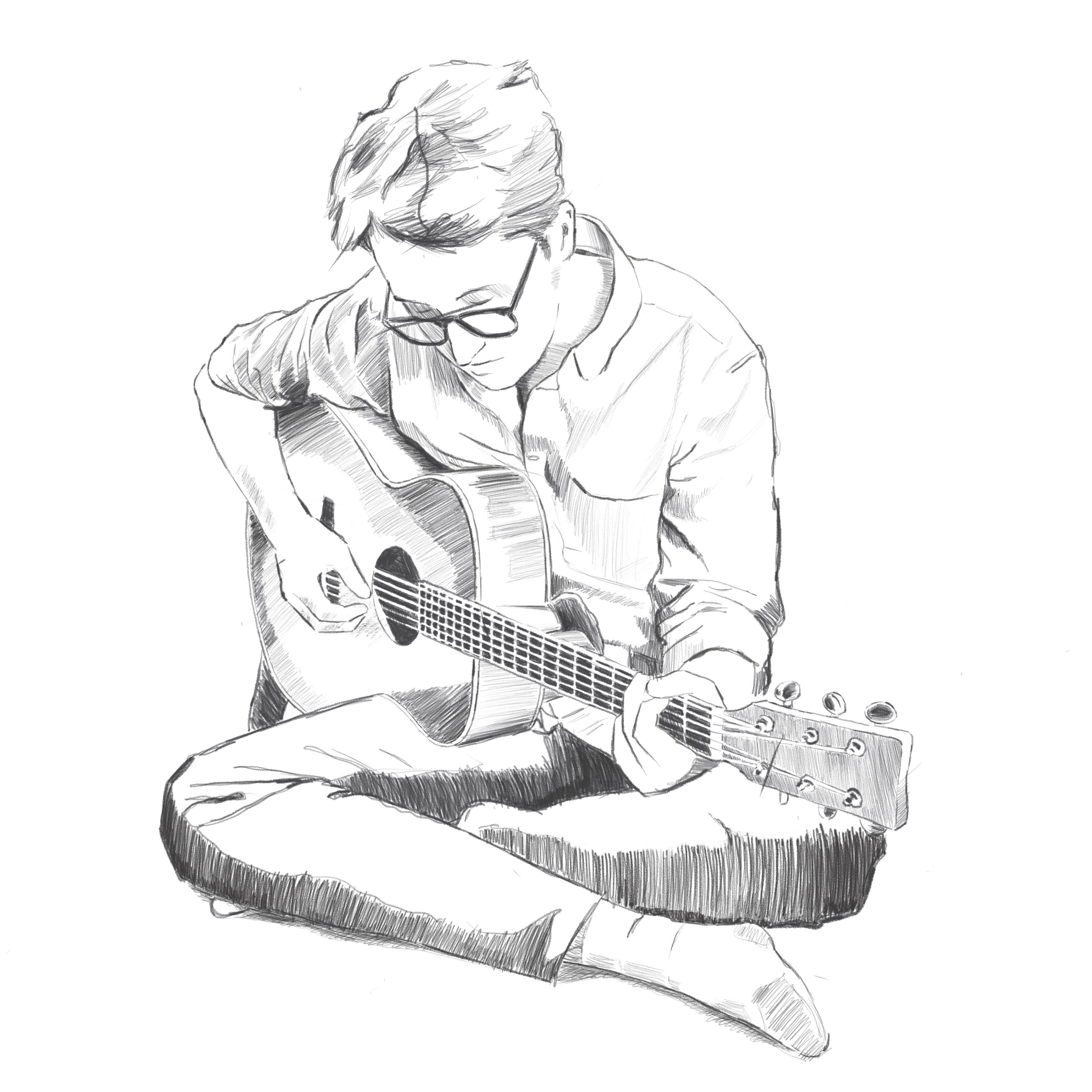 X Peter Labrow My youngest he s 25 playing guitar. Pencil
