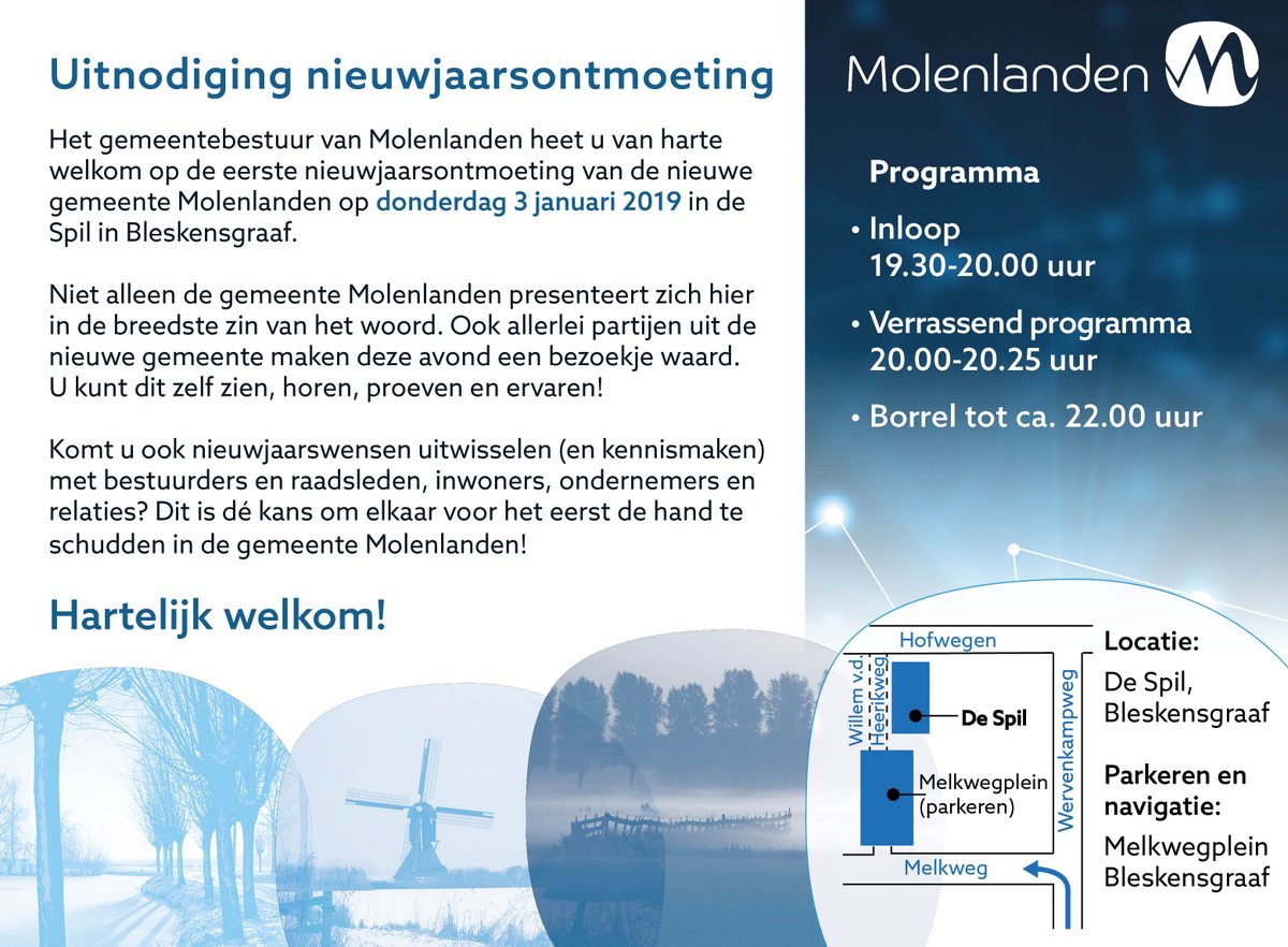 Wij wensen iedereen een veilige en gezellige jaarwisseling en zien uit naar jullie komst op de allereerste nieuwjaarsontmoeting van #Molenlanden