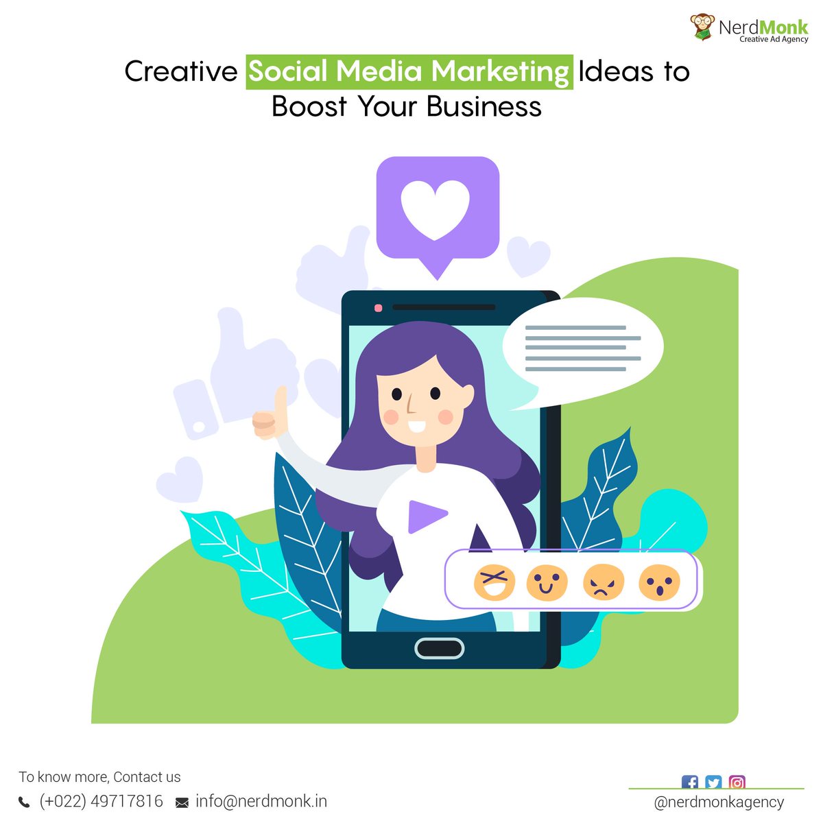 nerdmonkagency's tweet photo. Creative Social Media Marketing Ideas to Boost Your Business.
E-mail: info@nerdmonk.in⠀⠀⠀⠀⠀⠀⠀⠀⠀⠀⠀⠀⠀⠀⠀⠀⠀⠀⠀⠀
#NerdMonk #Creative #Design #Marketing  #Growth  #illustration #SocialMedia #Strategy #digitalmarketing #digitalmarketingagency #socialmediamarketing https://t.co/ULWRC2WfRY