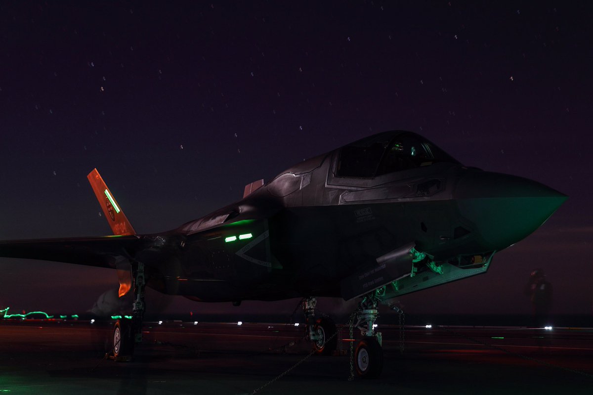 One of the test F35 in a long exposure shot during night flying.