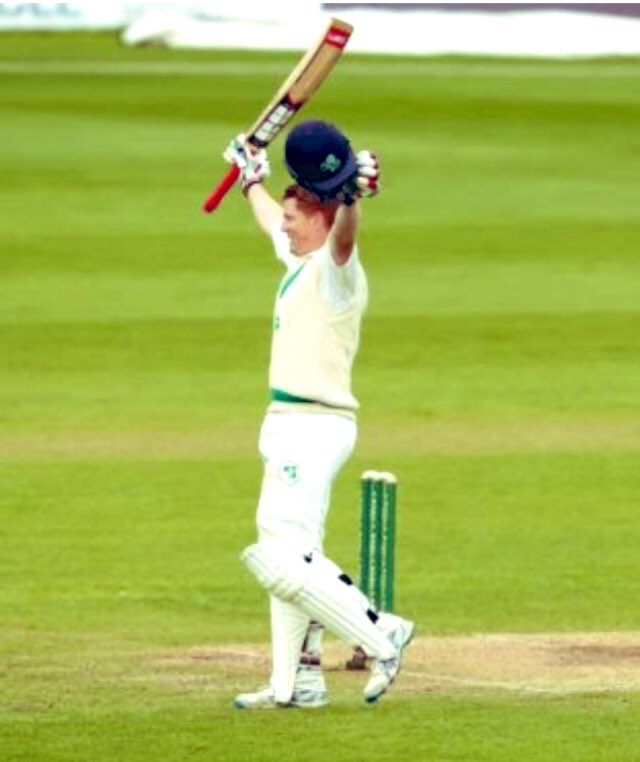 Kevin O’Brien celebrates in his maiden Test century (Credits: Twitter/Kevin O'Brien)