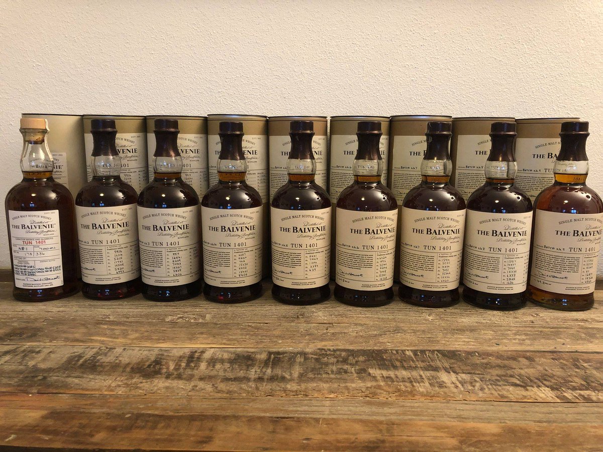 ReallyGWhisky's tweet photo. Loving the #dramcam pic our client CF shared with us today - the entire Balvenie Tun 1401 collection no less - we were pleased to help him with this collection - particularly the much sought after Batch 1!! Send us your DramCam pics - we'd love to see!!! #balvenietun 👀🥃 https://t.co/ebUxtm3CiM