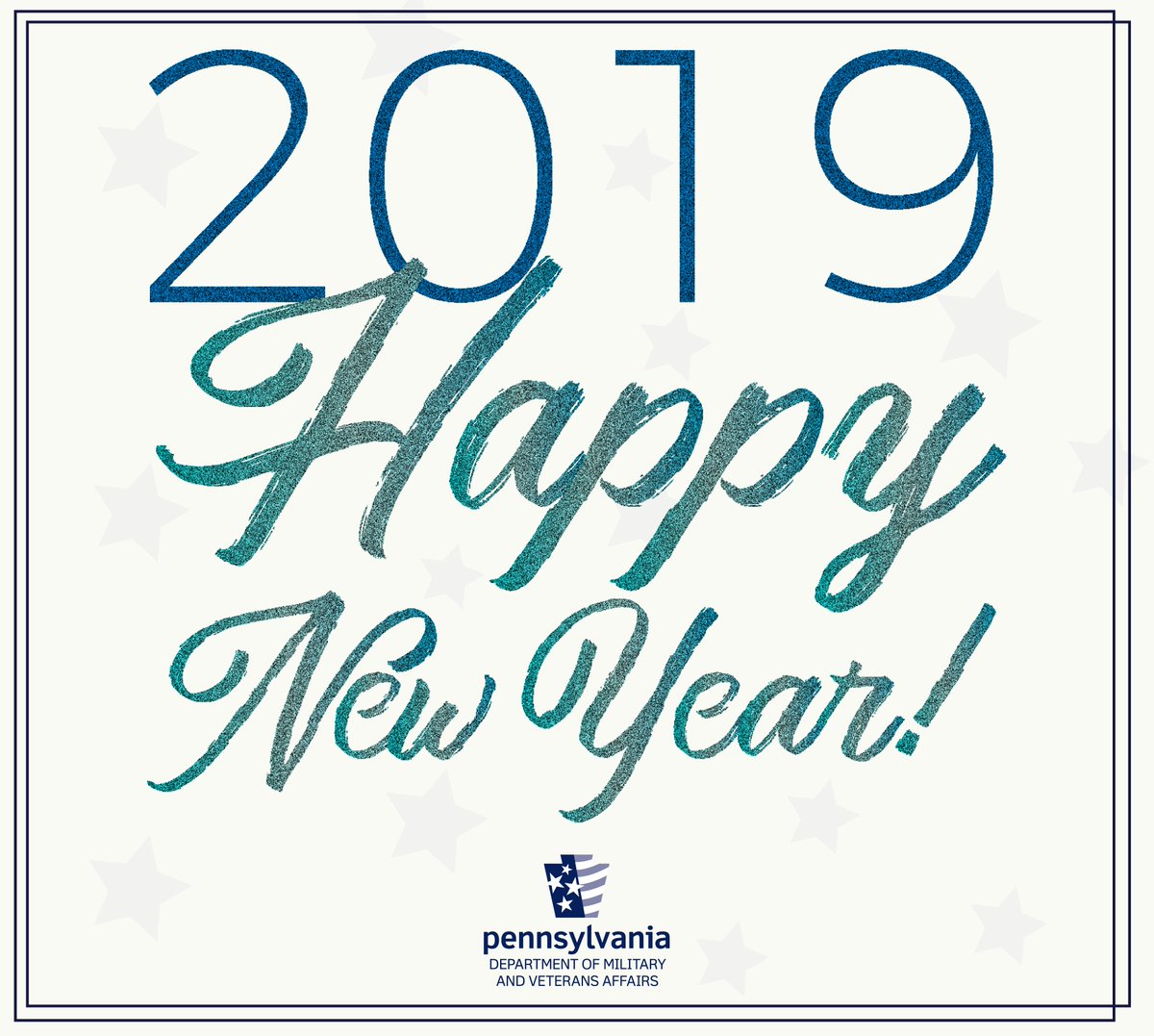 The message on the graphic: "2019 Happy New Year," with the PA Department of Military and Veterans Affairs logo at the bottom.