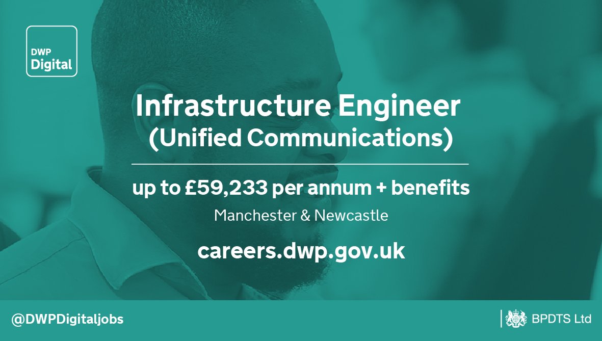 DWPDigitalJobs's tweet image. We’re looking for #InfrastructureEngineers with a background in Unified Communications to help support over 90,000 users with platforms such as Skype for Business. 

Apply today! bit.ly/2EAZLaL

#UKGovIsHiring #Skype #ITJobs