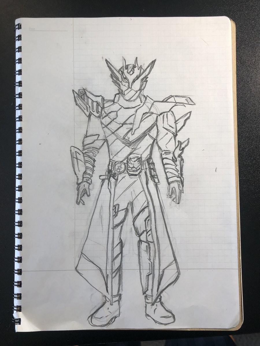 魔つい魔さき 機内に仮面ライダービルドの塗り絵を忘れてきたとのことなので 描いてみた ちょい左肩下がりで姿勢が悪い
