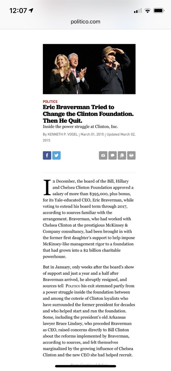 17b. Eric was a former coworker of CC at the “consulting” firm McKinsey & Co.During his time as CF Pres, Eric had run-ins with his predecessor, Bruce Lindsey.Note: Benghazi happened during a one year gap, between these two CF presidents.  https://www.politico.com/magazine/story/2015/03/clinton-foundation-eric-braverman-115598