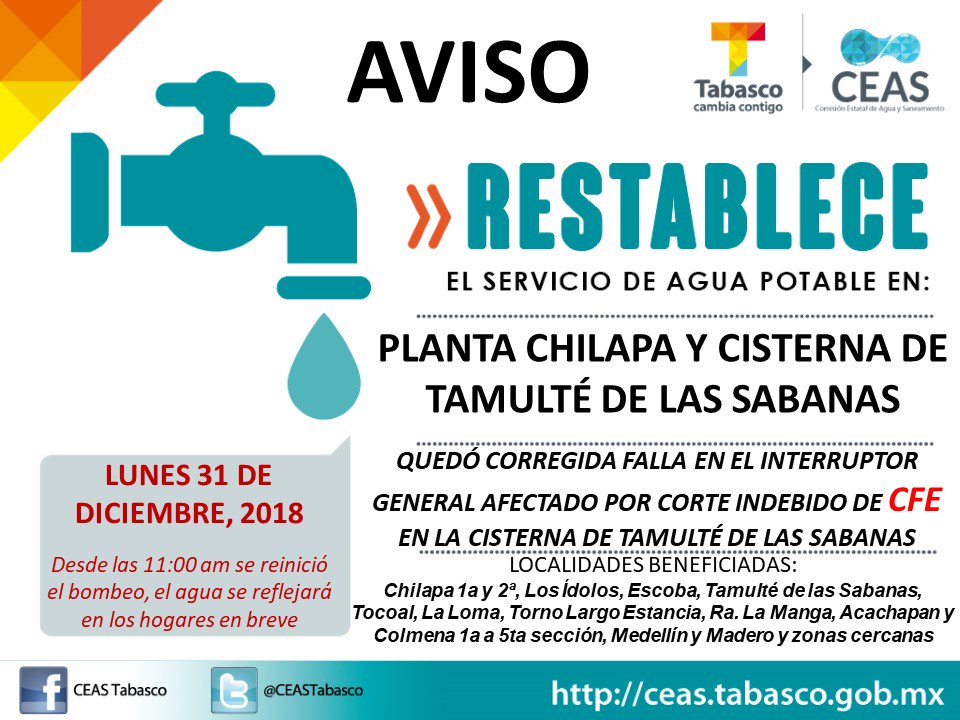 CEASTabasco's tweet image. AVISO ⚠️