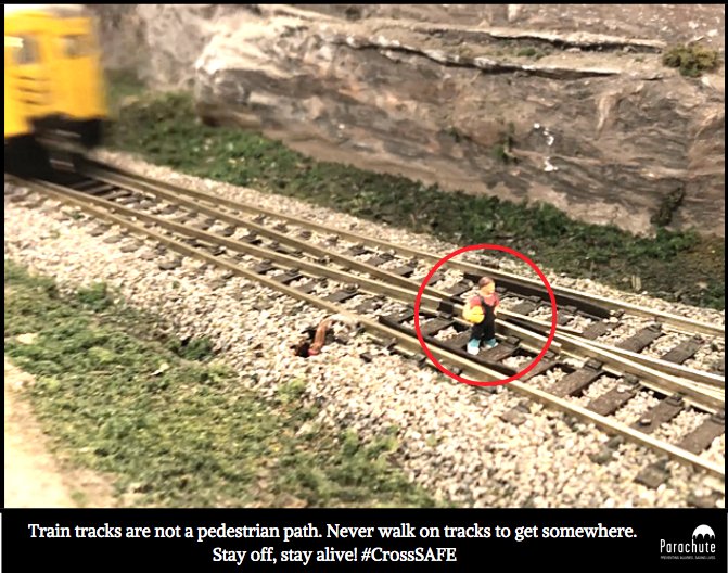 parachutecanada's tweet photo. #12DaysofCampaigns ✅ #tbt National Rail Safety Week 2018! 🚉
Check out our #CrossSAFE free downloadable resources and talk to your families and networks about rail safety. https://t.co/iMC4LK8Jsx #RSW2018 #CrossSafe #StopTrackTragedies #modeltrain https://t.co/C1UDGWU49c