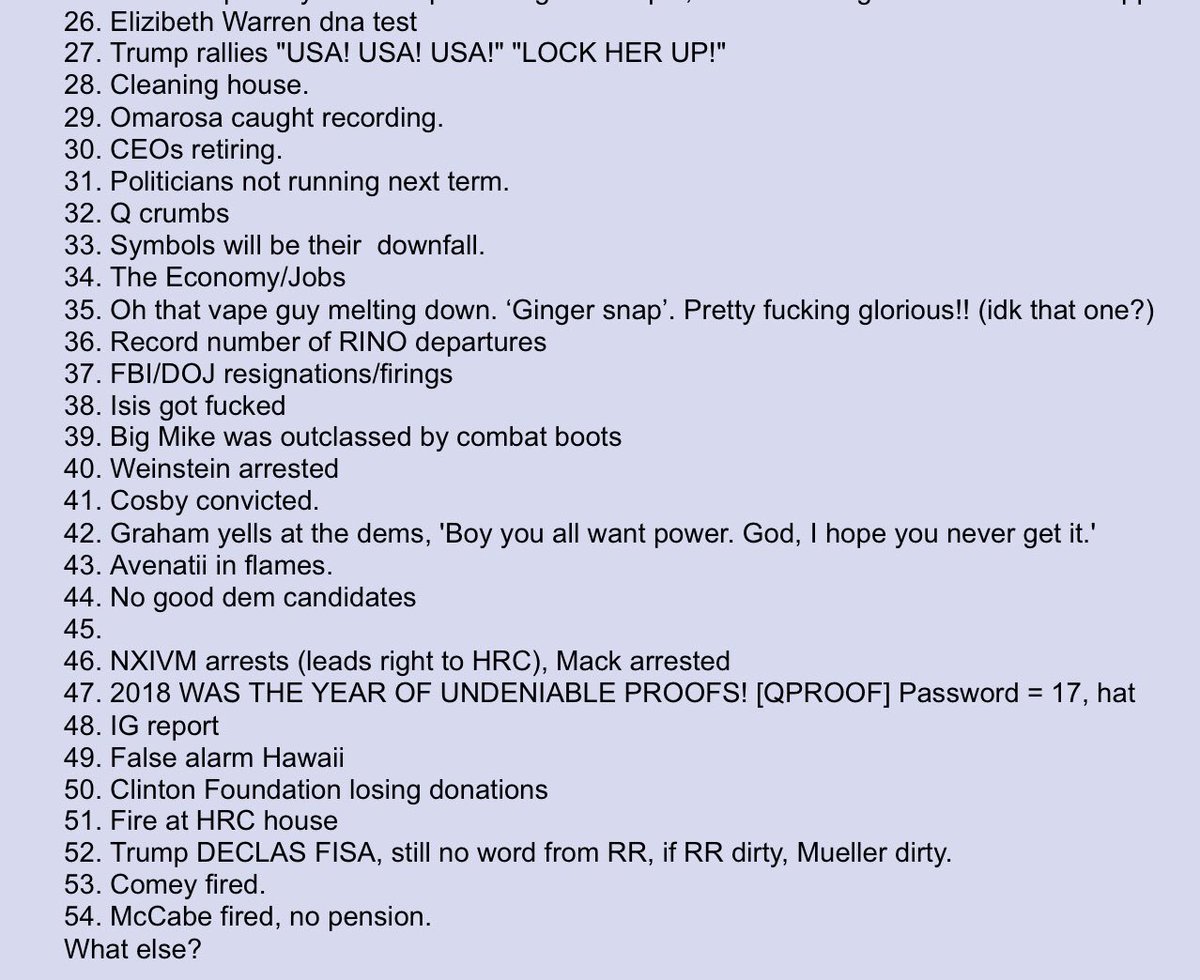 SymmetryRadial's tweet photo. #2018wasGlorious see list from an awesome Anon! #QAnon https://t.co/L0wFLolo9U