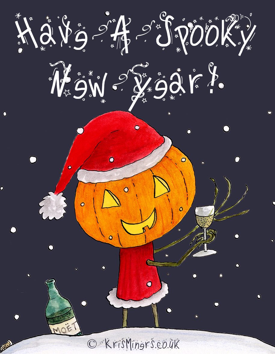 Krisminers's tweet photo. Have a Happy, and Spooky New Year! #spookynewyear #halloween #pumpkins #krisminers #illustration #childrensbook https://t.co/7sZH0fWCG9