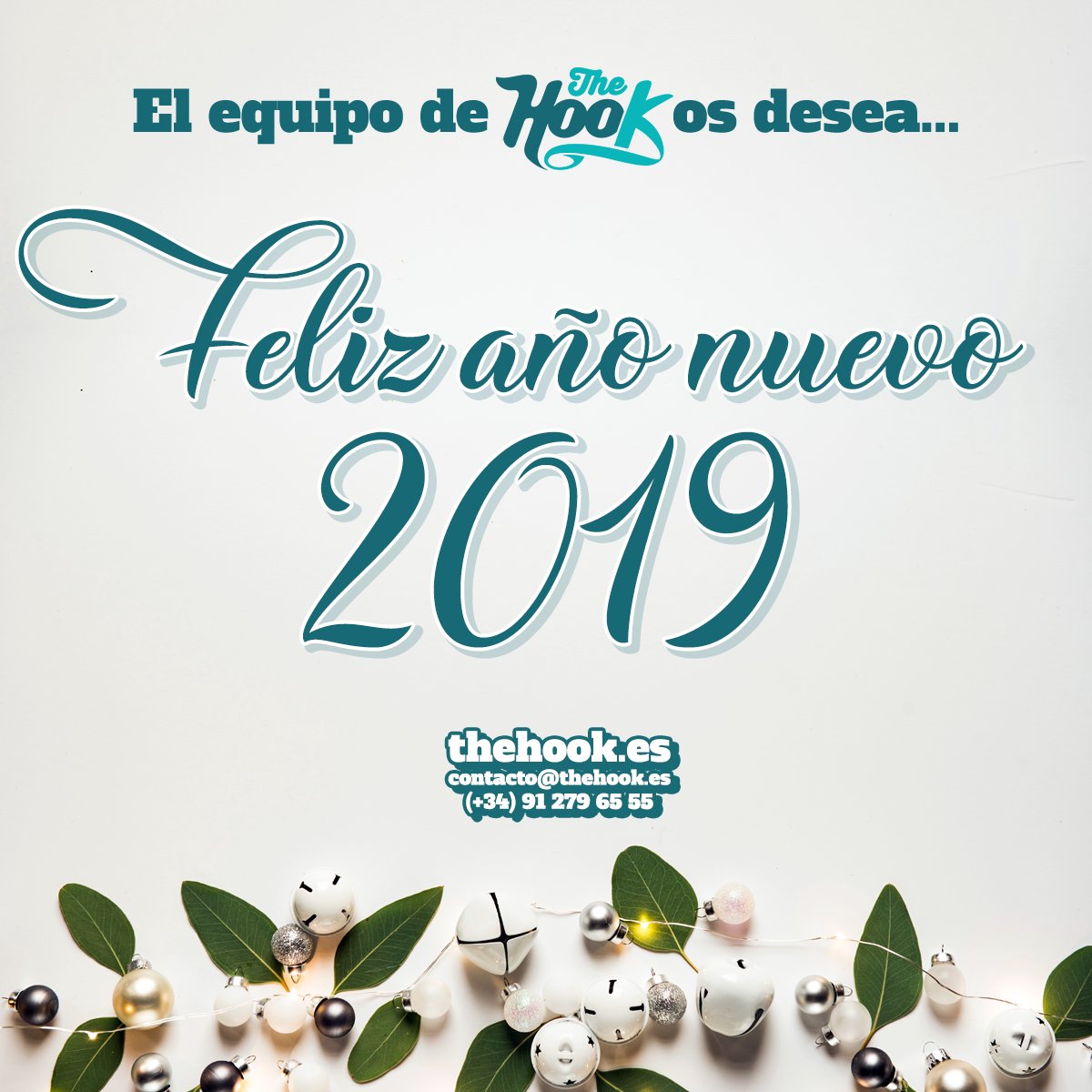 TheHook_es's tweet photo. ¡Desde TheHook os deseamos un feliz año nuevo 2019! ¡Brindemos este sea un año lleno de exitos! #felizañonuevo2019 #felizaño #automation #thehook #datadrivencreative https://t.co/9JF1bWsxS9