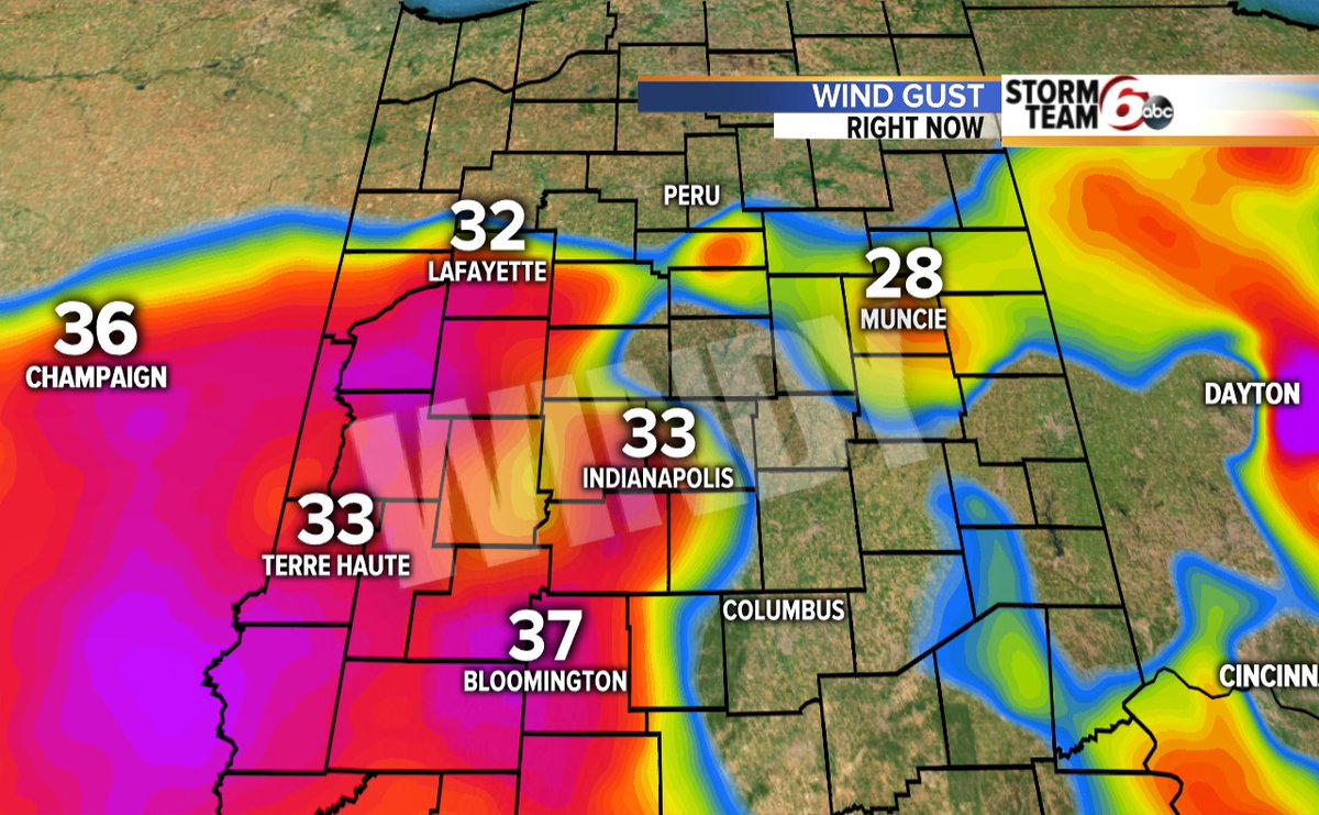 Here we go! The wind is cranking up. Gusts to 40 mph possible through midnight.